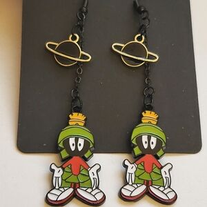 Handmade Marvin the Martian Planet Chain Dangle Earrings